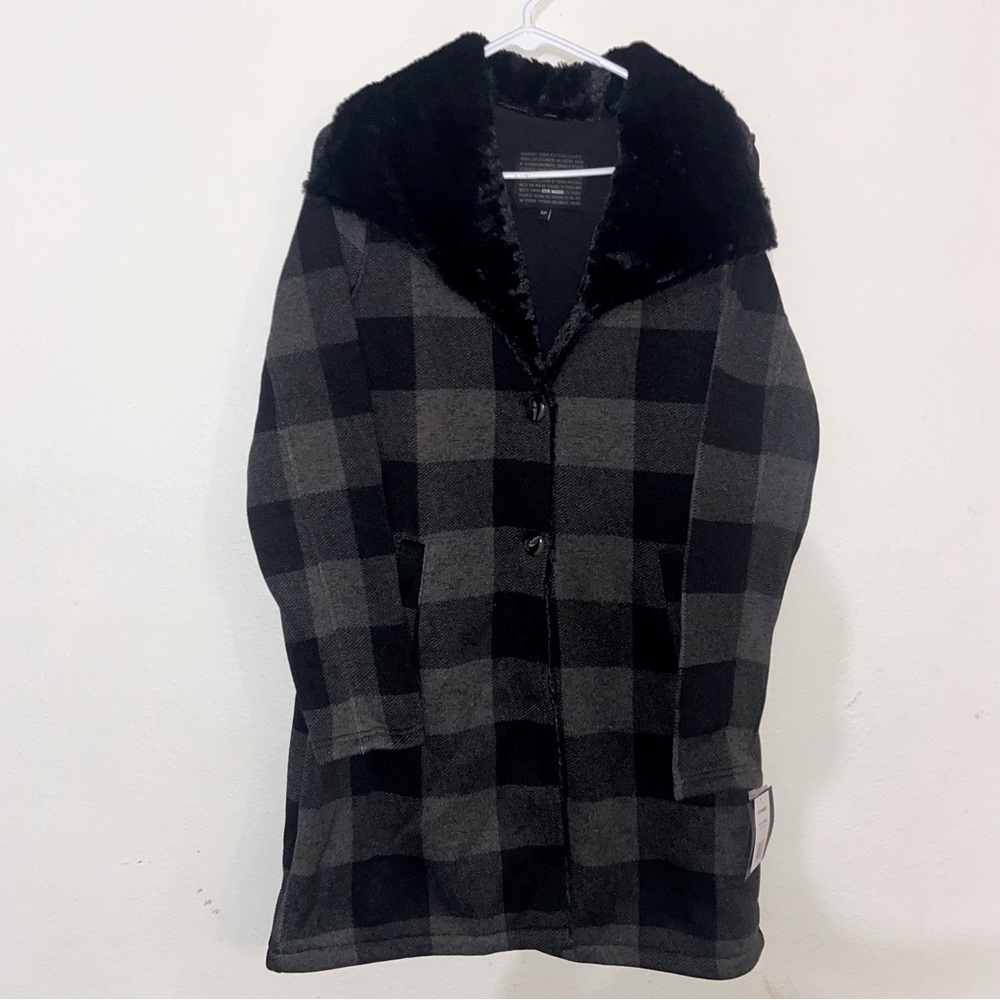 Steve Madden Women’s Plaid Fur Jacket
